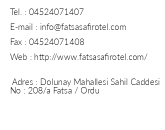 Fatsa Safir Otel iletiim bilgileri